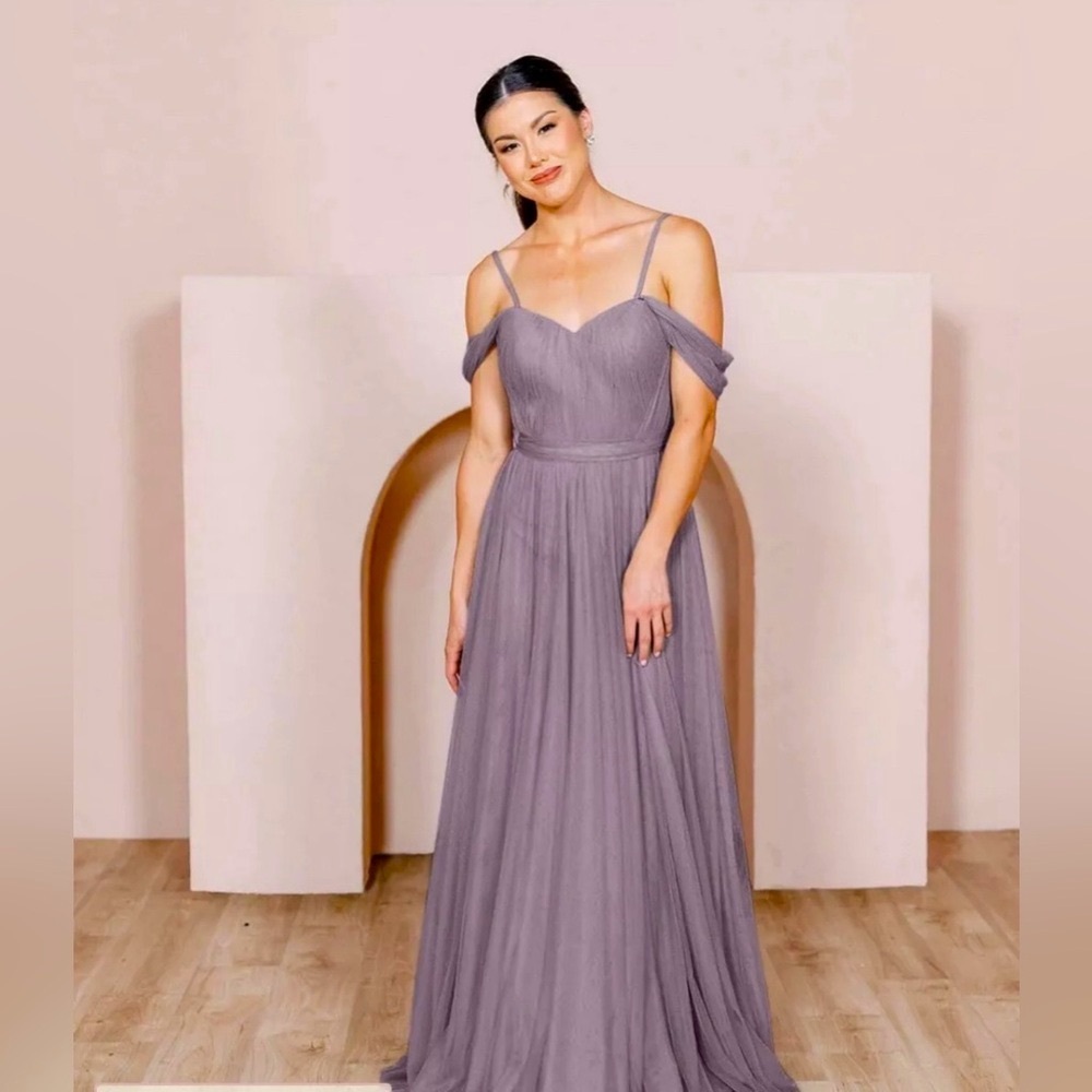 Revelry Rosalie Tulle Convertible Bridesmaid Dress Gray SZ 8 - Picture 6 of 13